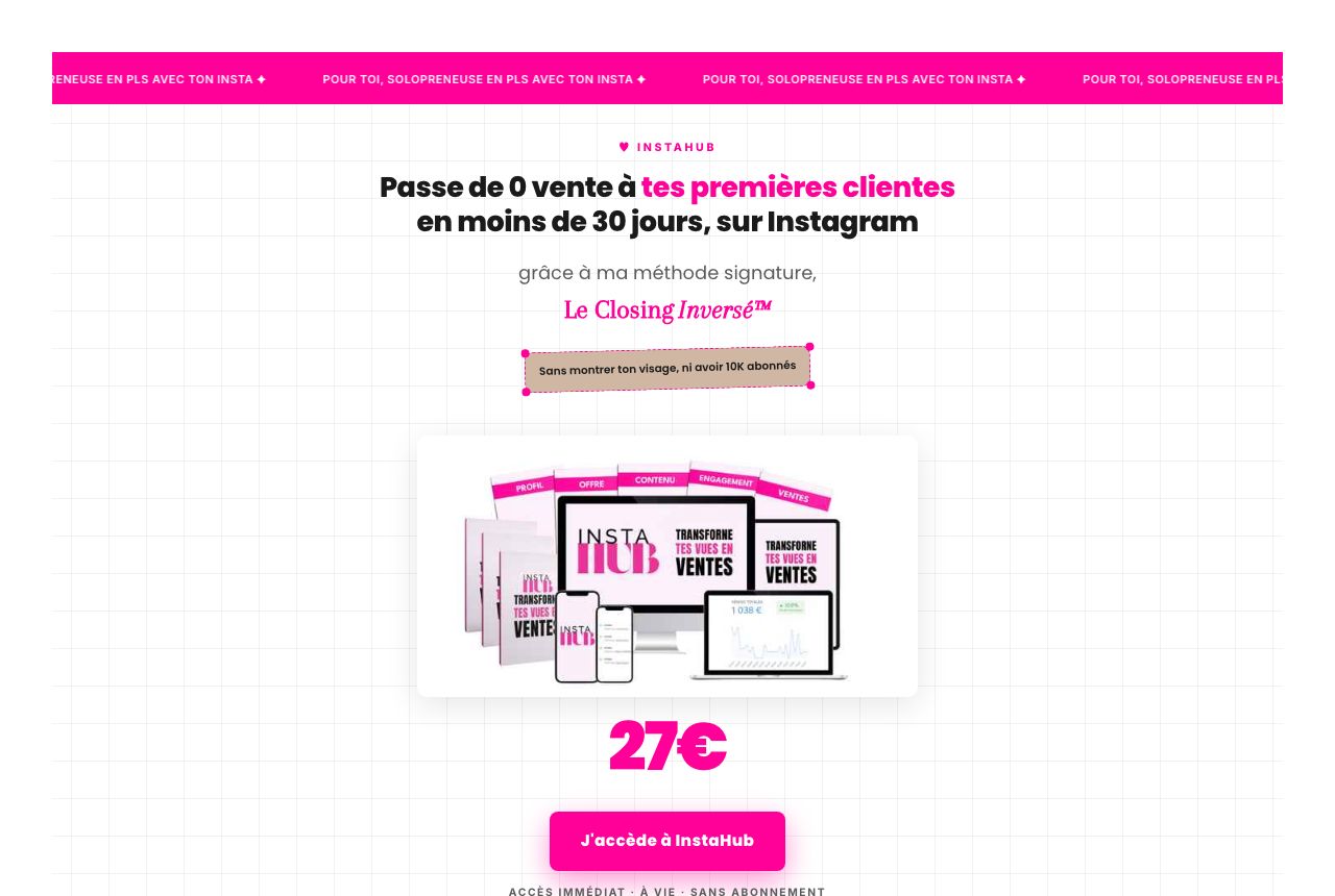 Page de vente InstaHub